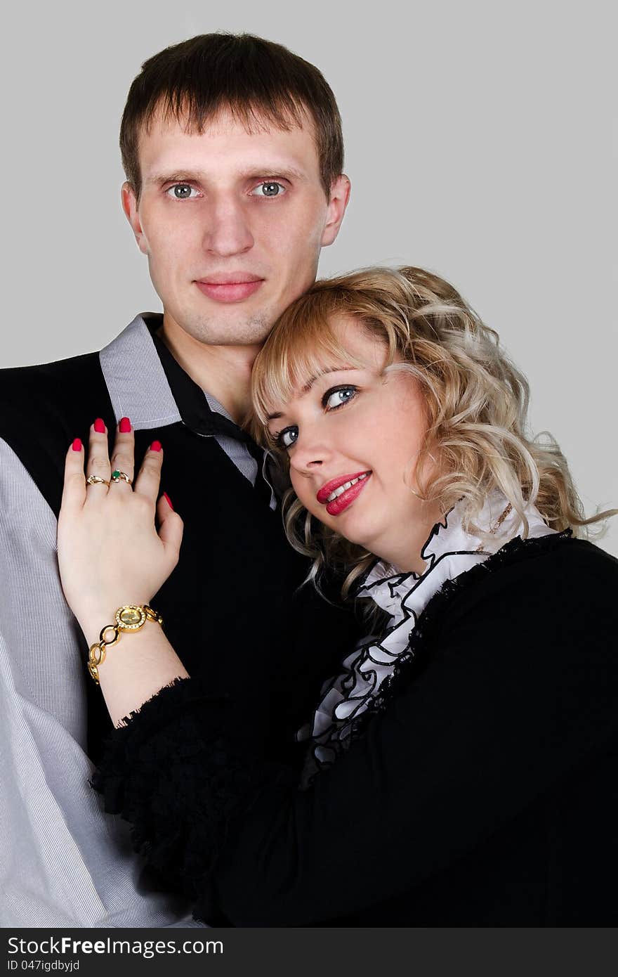 Closeup portrait of a happy young couple