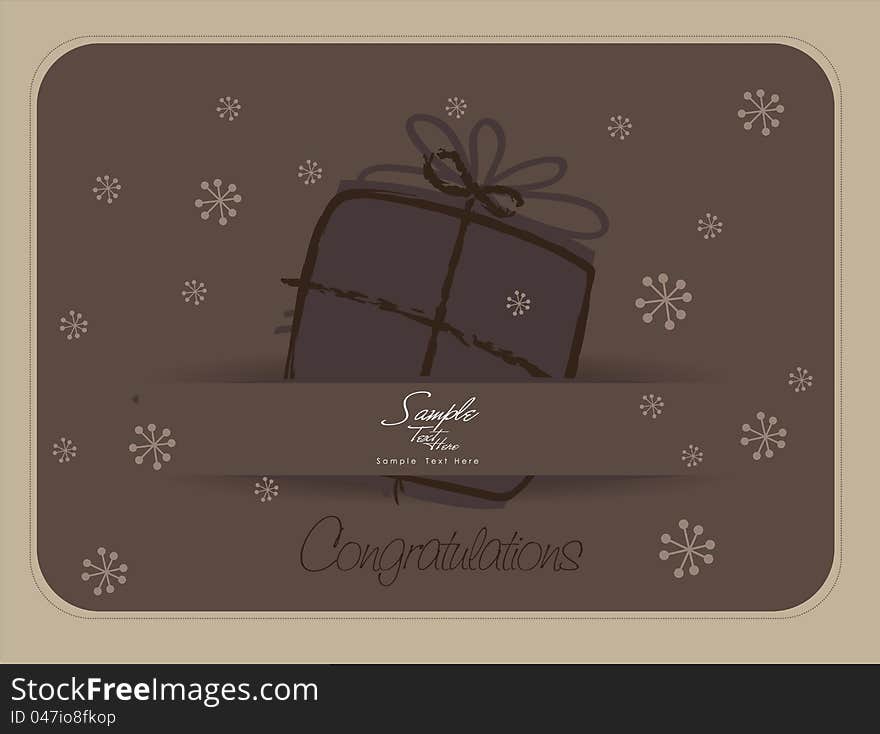 Gift silhouette invitation and snowflakes