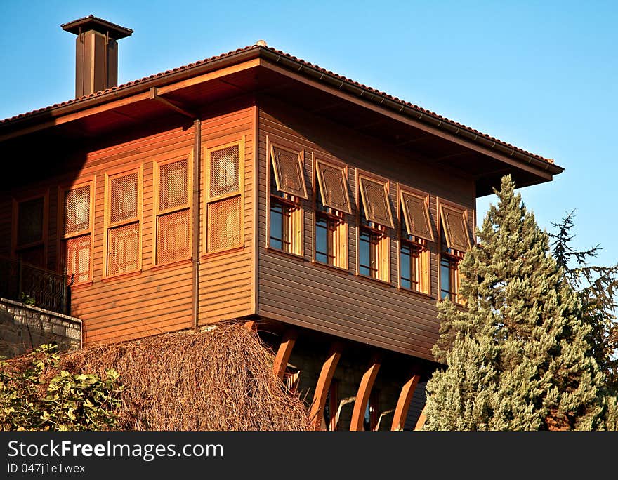 Old wooden houses and the blue sky. Old wooden houses and the blue sky