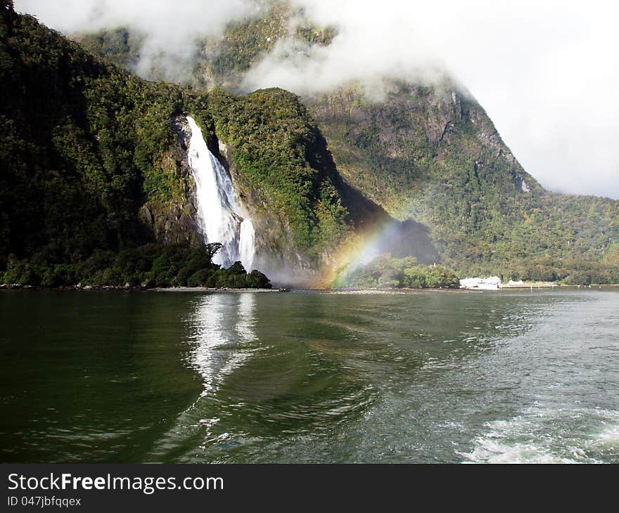 Rainbow Waterfall - Milford Sound, NZ