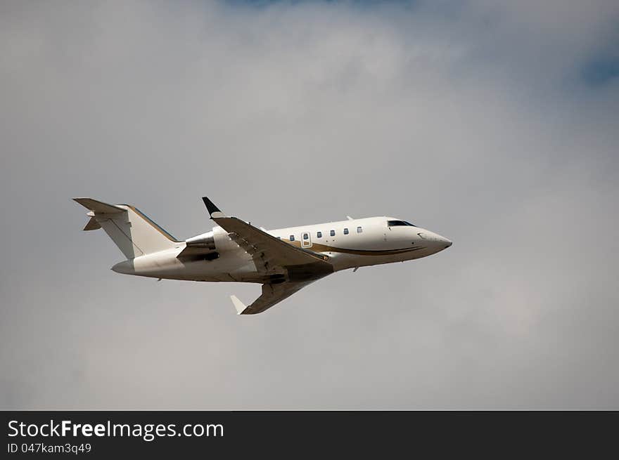 White airplane in the sky