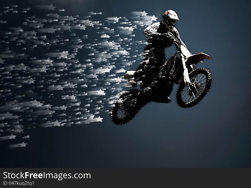 Motocross rider in action, Extreme sport. Motocross rider in action, Extreme sport