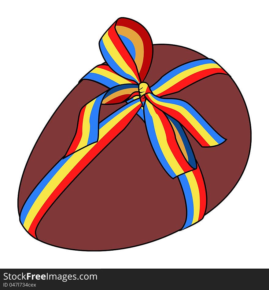 Easter Chocolate Egg - Colored Ribbon