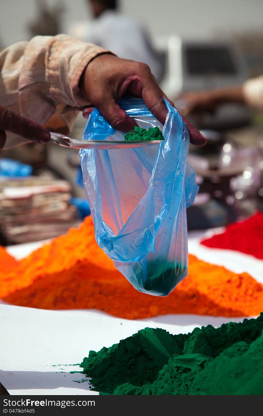 Different colors for sale in india on the occasion of holi (holli)festival. Different colors for sale in india on the occasion of holi (holli)festival