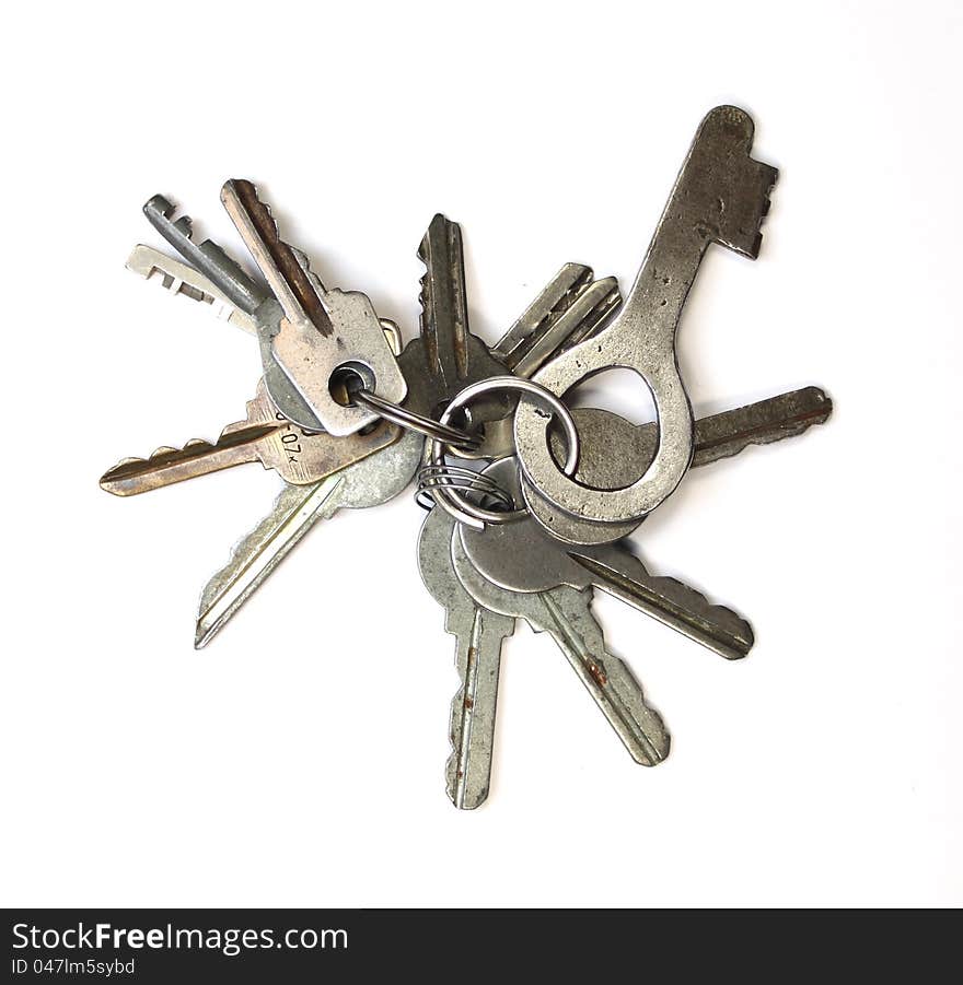 Keychain closeup on white background. Keychain closeup on white background