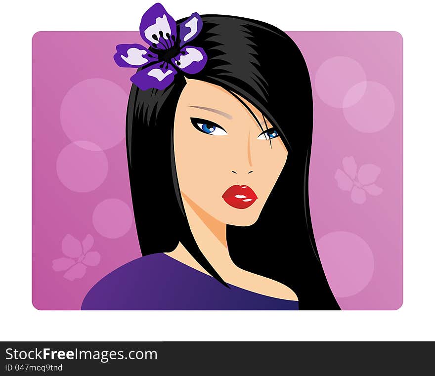 Portrait of a beautiful girl with long black hair. Portrait of a beautiful girl with long black hair