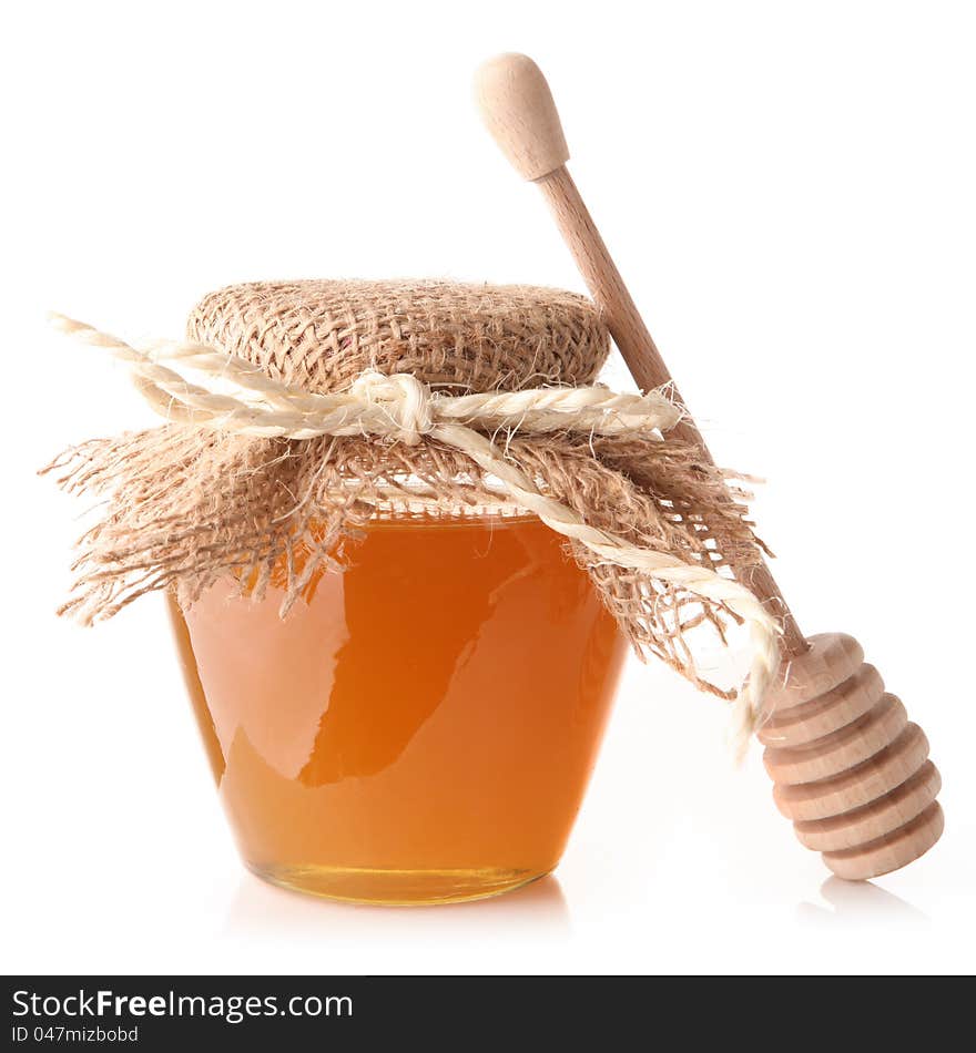 Honey with wood stick