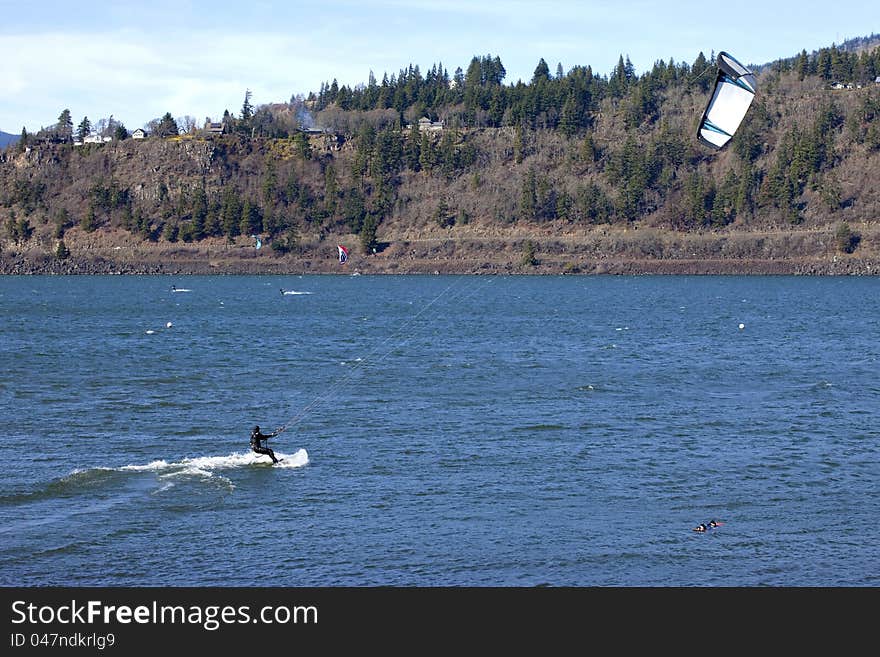 Wind Surfing On The Columbia River, Hood River OR.