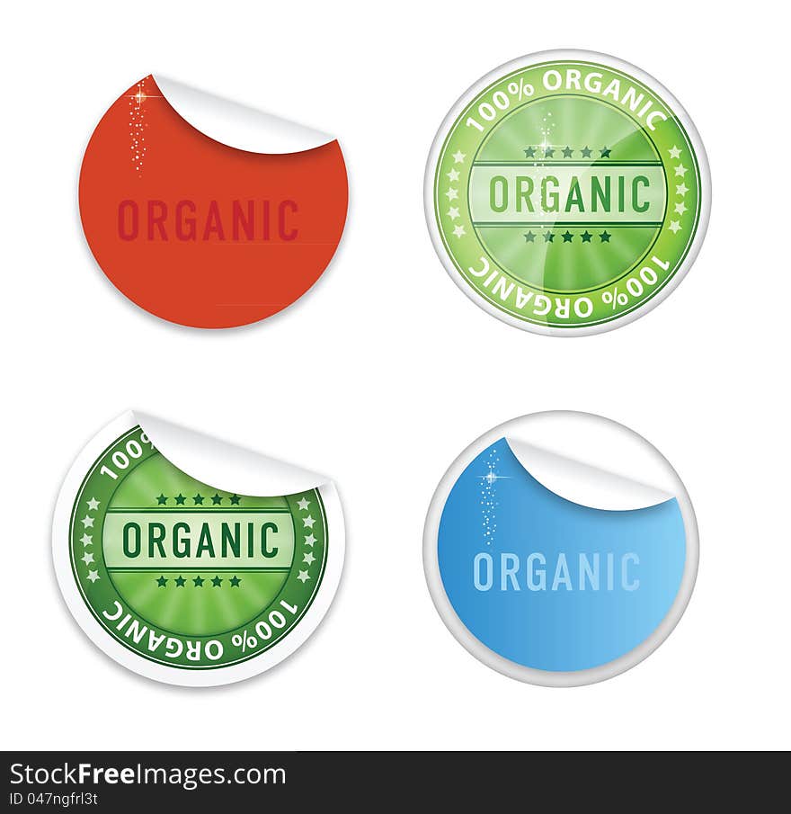 Curl Eco Labels Emblems Symbols Set