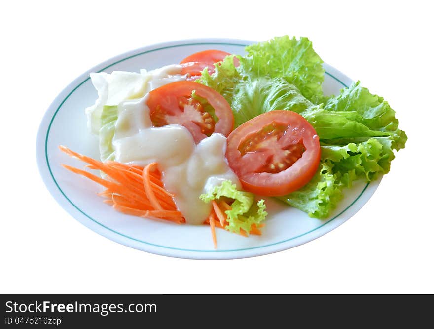 Fresh vegetable salad with creamy sauce. Fresh vegetable salad with creamy sauce