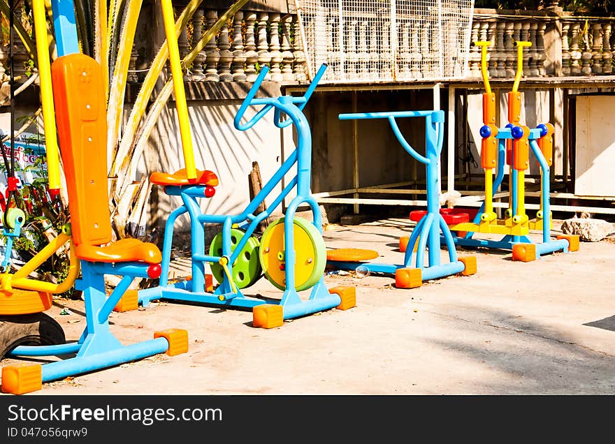 Fitness equipment. Placed outdoors in the village.