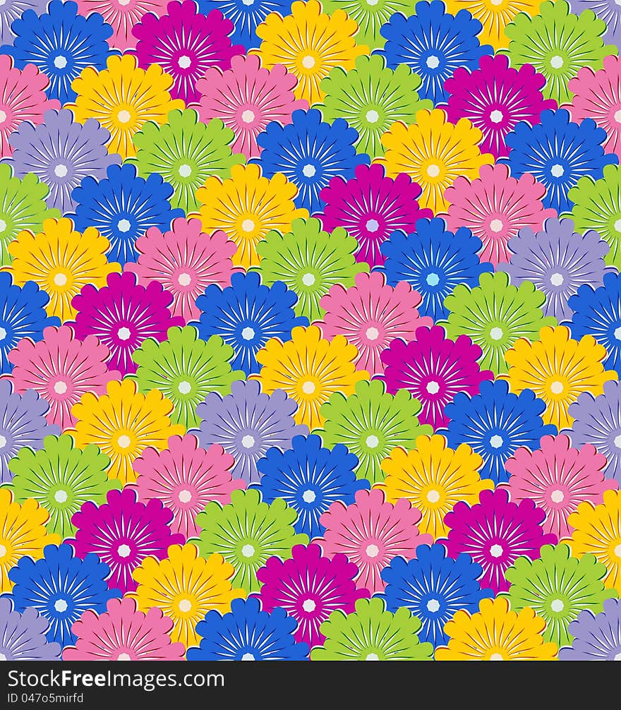 Seamless Pattern With Colorful Flowers