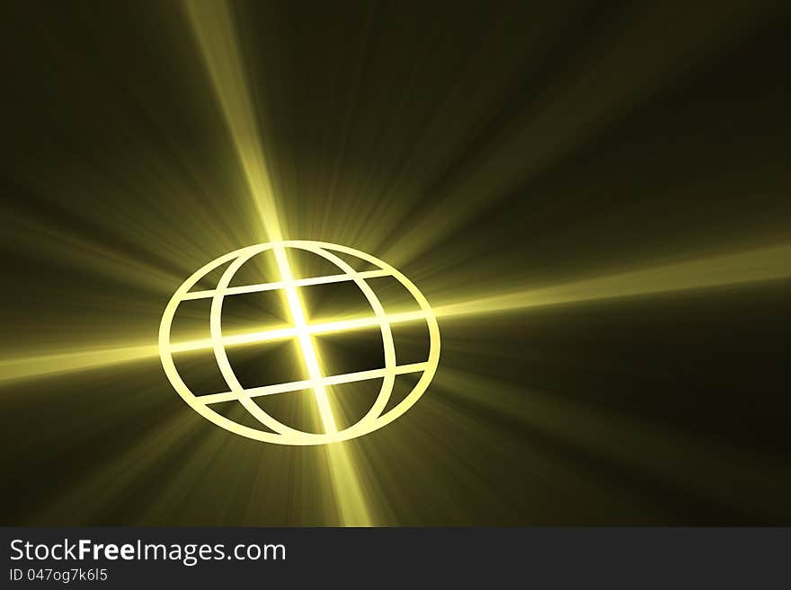 Biodegradable earth sign with glowing flares shining though like world with cross across four directions. Biodegradable earth sign with glowing flares shining though like world with cross across four directions.