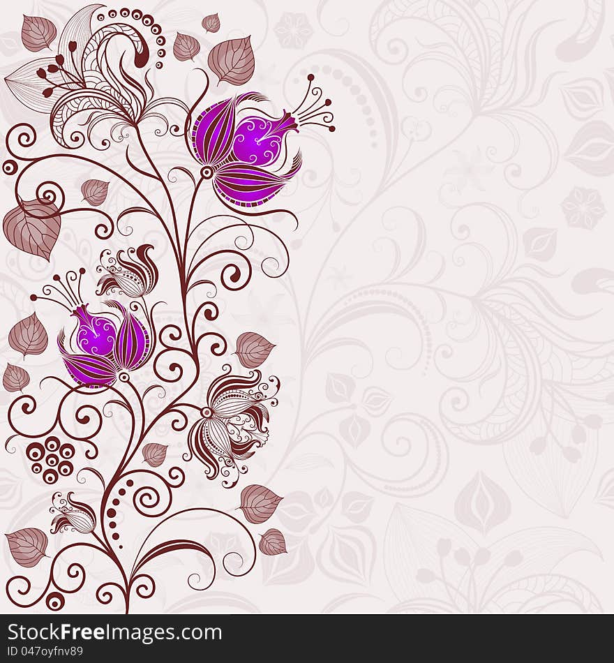 Gentle floral frame with curls and violet flowers (vector). Gentle floral frame with curls and violet flowers (vector)