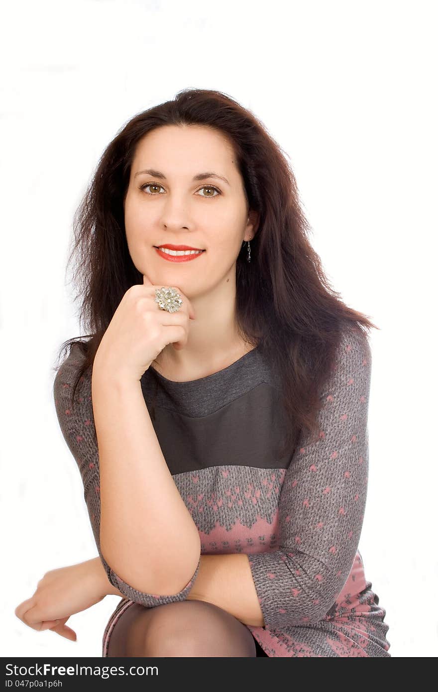 Smiling business woman. Isolated over white background