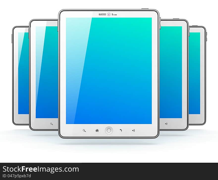 Ipade - Llike White Tablet PC on White Background, 3D Render.