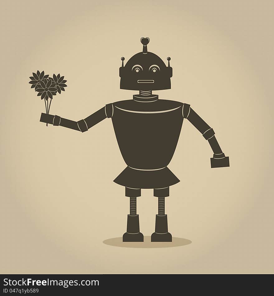 Robot Holding bouquet of flowers