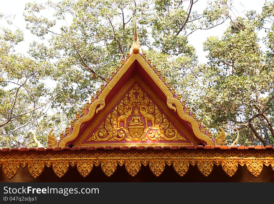 Beautiful pediment or gable of Buddhist temple. Beautiful pediment or gable of Buddhist temple