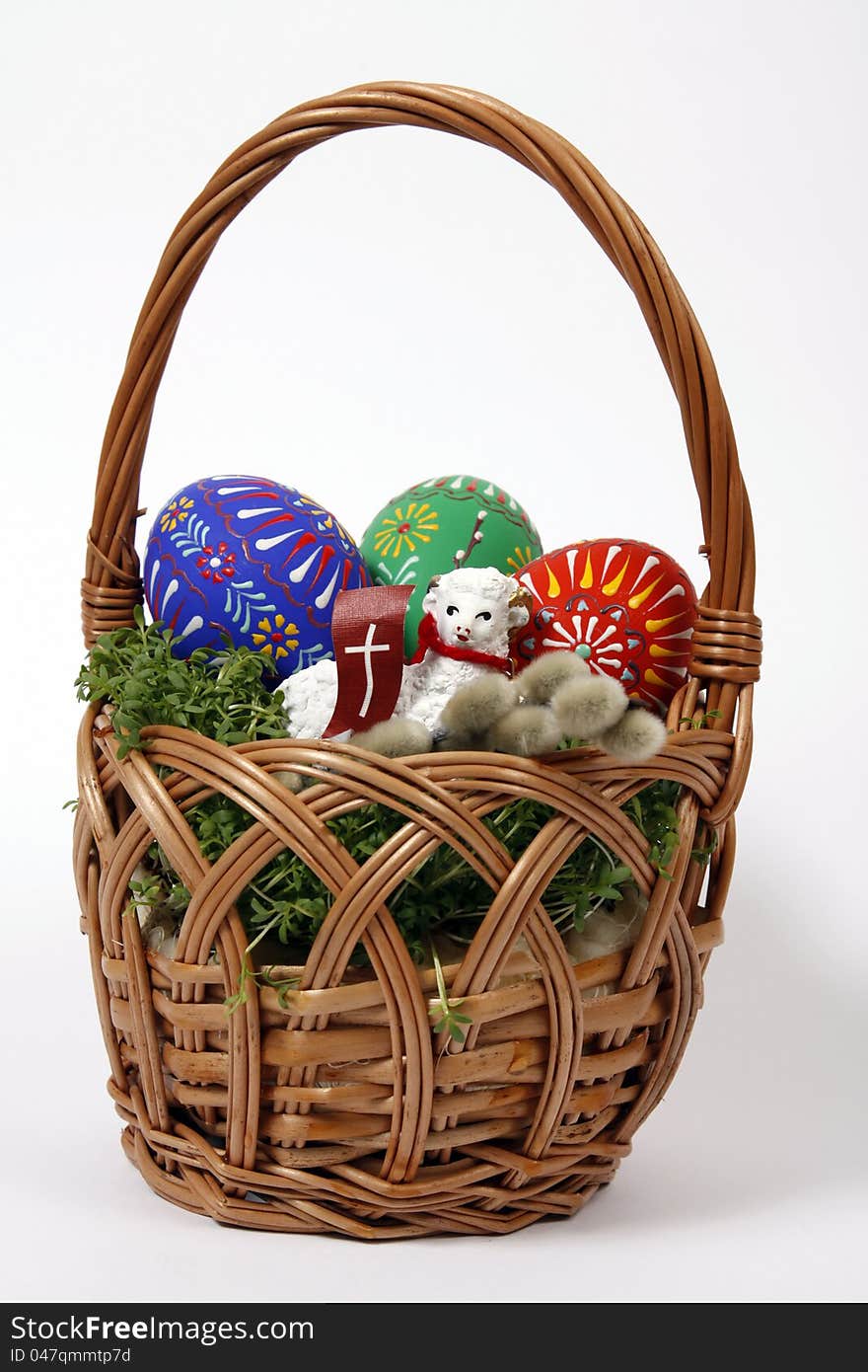 The Easter Basket with Eggs and Lamb