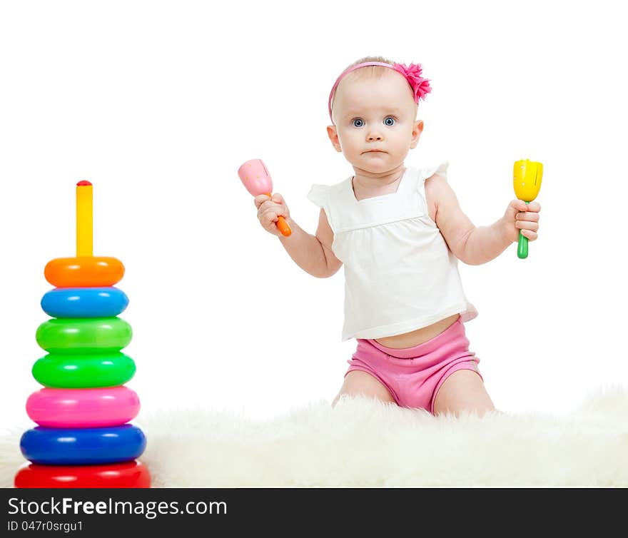 Baby playing with musical toy