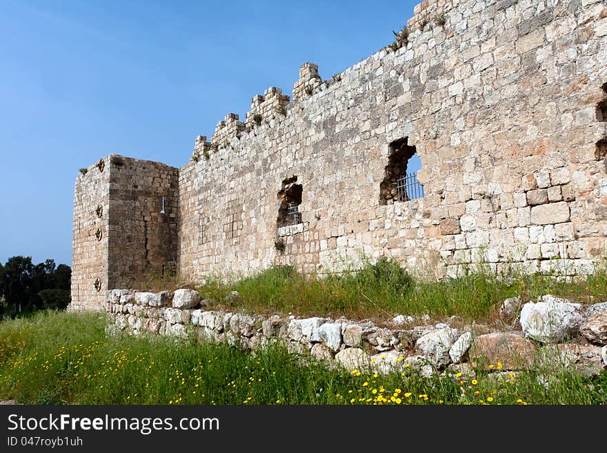 Old fortress wall in Israel