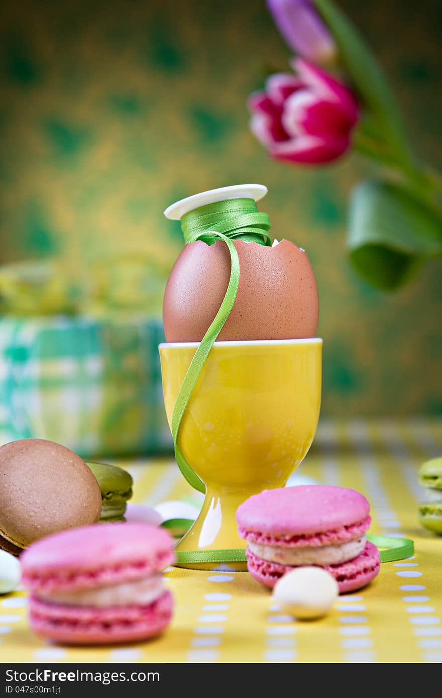 Bunch of Tulips and Sweets on the Table. Bunch of Tulips and Sweets on the Table