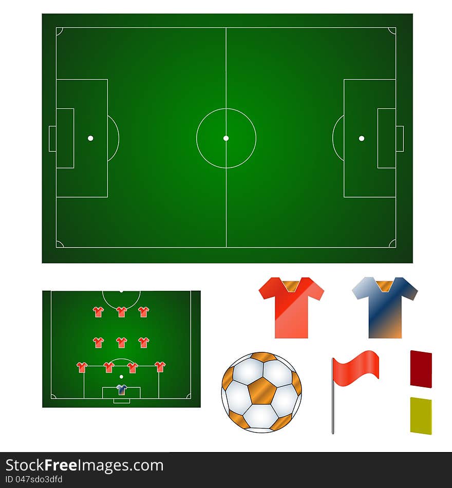 Set of various subjects in football style. Set of various subjects in football style