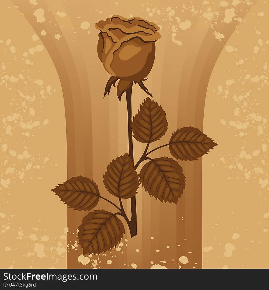 Vintage background with rose silhouette