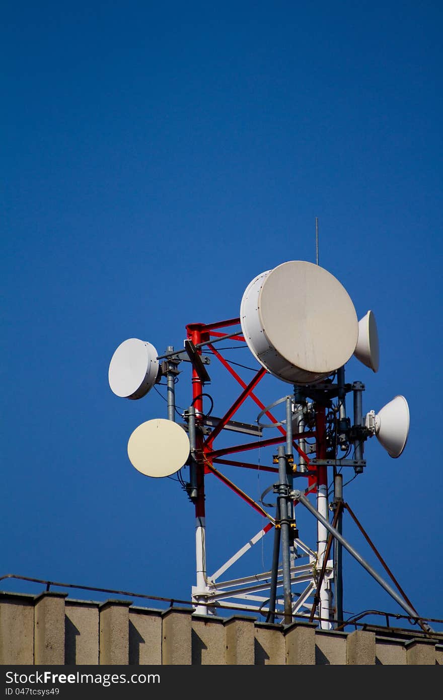 Antena for telecommunication over  a building. Antena for telecommunication over  a building