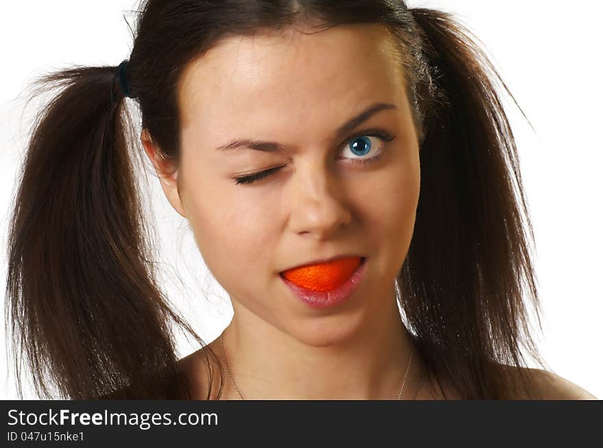 Smiling Girl With Orange Peel