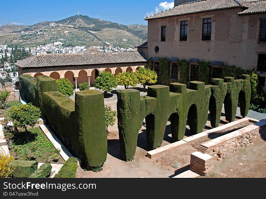 Patio de Machuca (Mexuar) at the Palace of Alhambra, Granada, Granada Province, Andalucia, Spain, Western Europe.