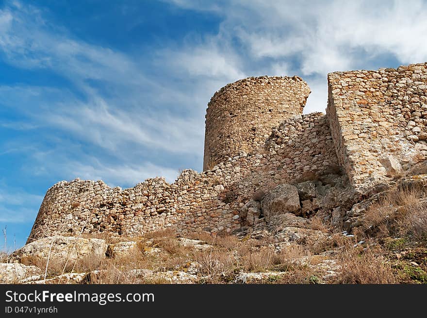 The ruins of a medieval fortress in the bay of Balaklava in the Crimea, Ukraine