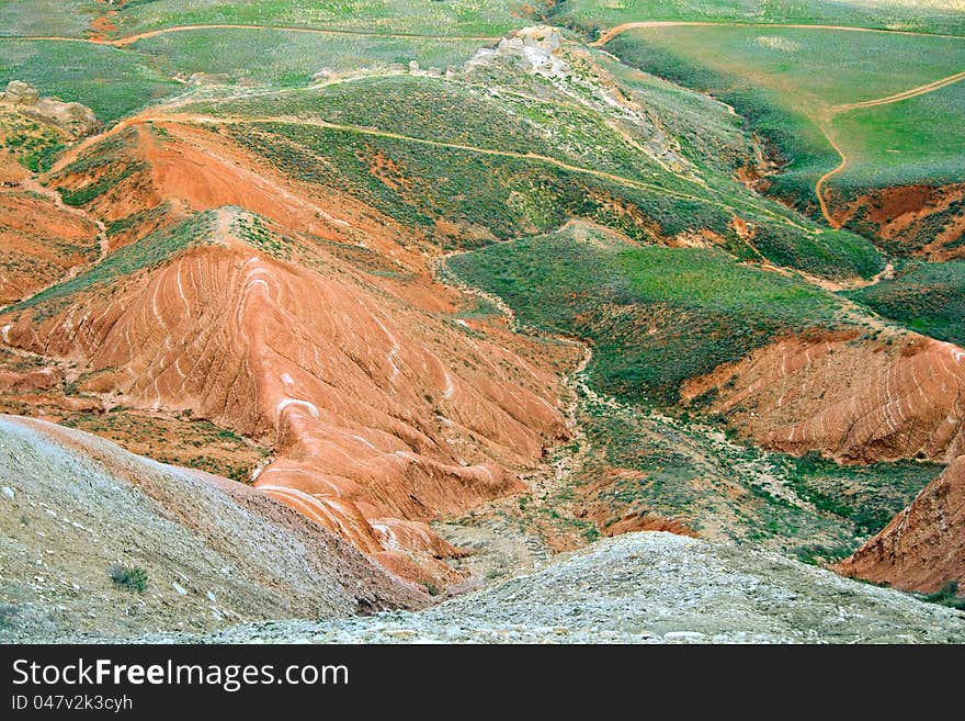 View from Big Bogdo mountain, border of Russia and Kazakhstan