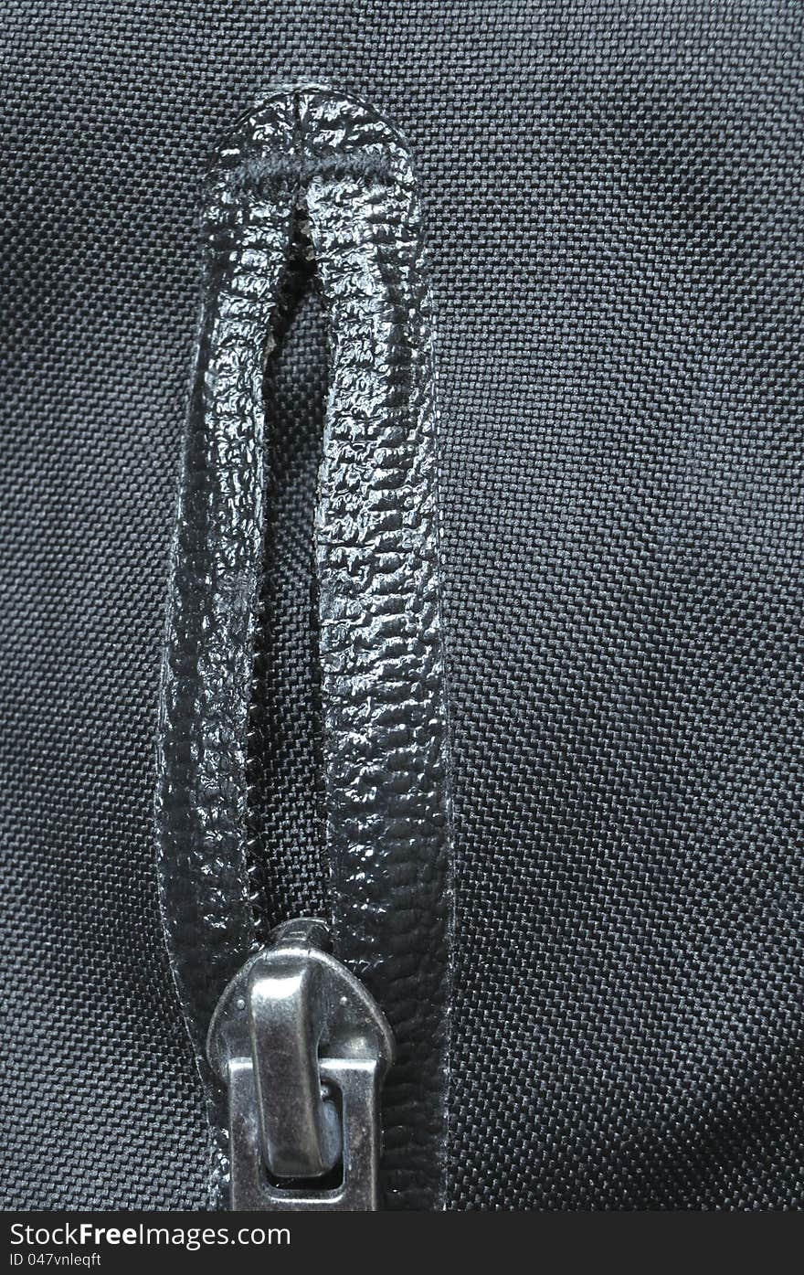 Waterproof zip with taped seams closeup details of modern sportswear jacket