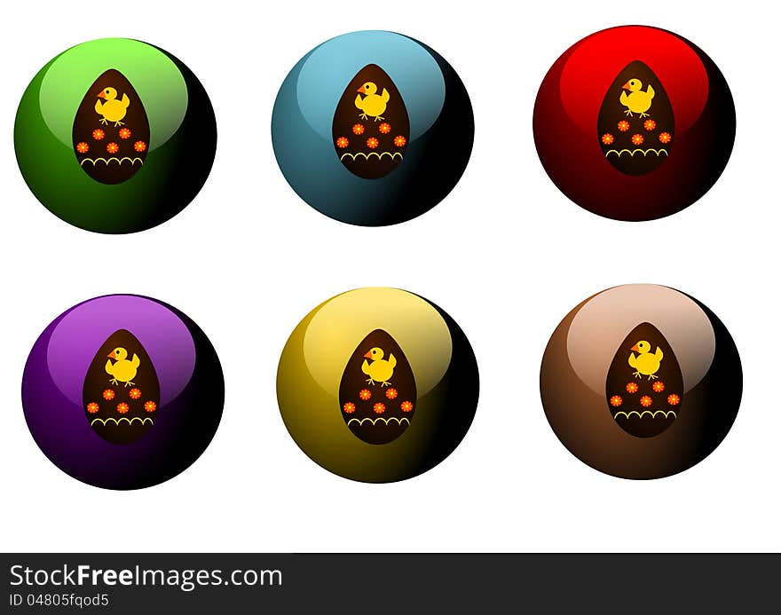 Set of buttons with easter eggs