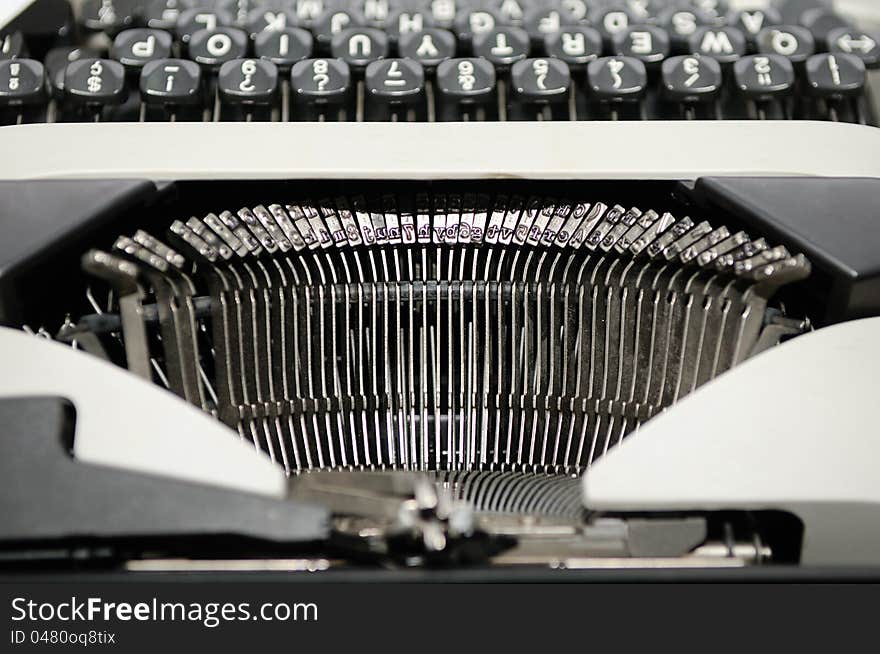 Close up of the letters on an old typewriter.