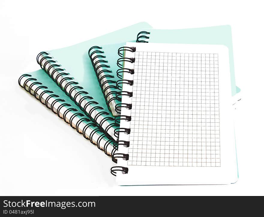 Stack of ring binder book or notebook on white background