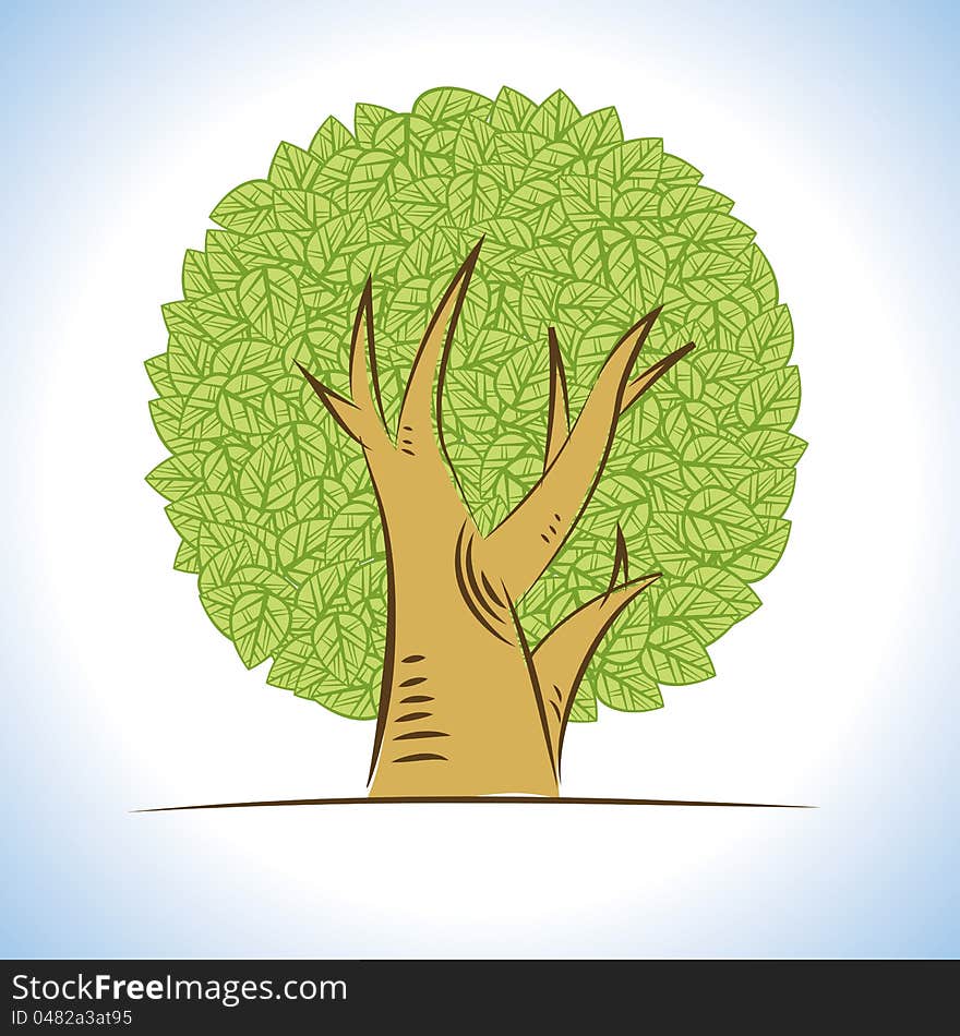 vector: abstract drawings lush tree background