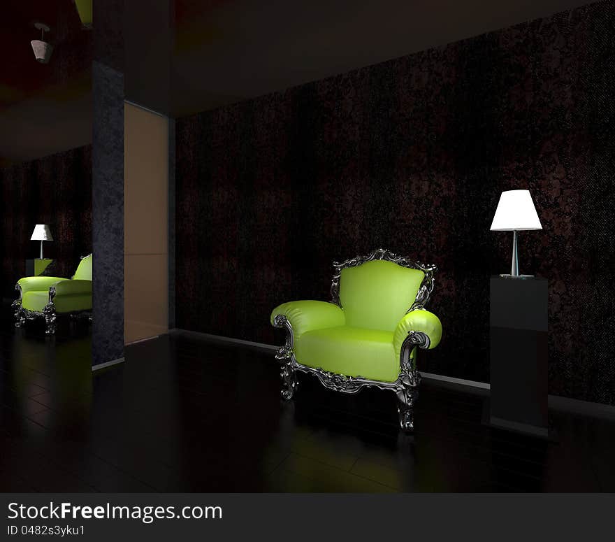 Armchair in interior decor element