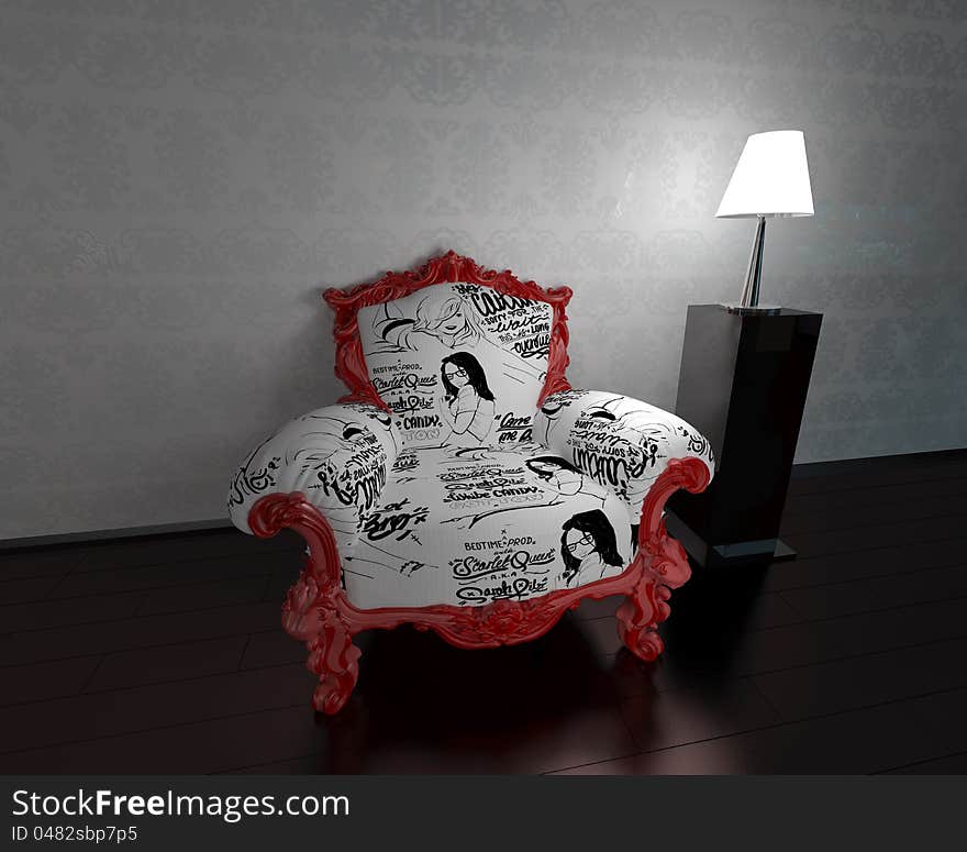 Armchair in interior decor element