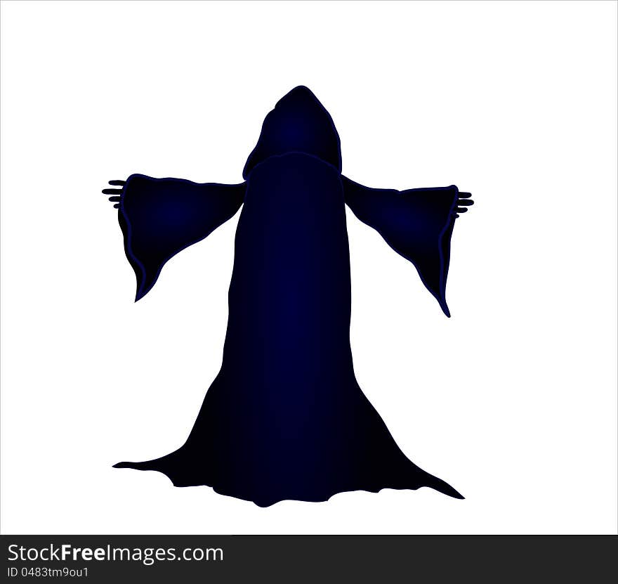 Silhouette vector illustration of a wizard. eps 8