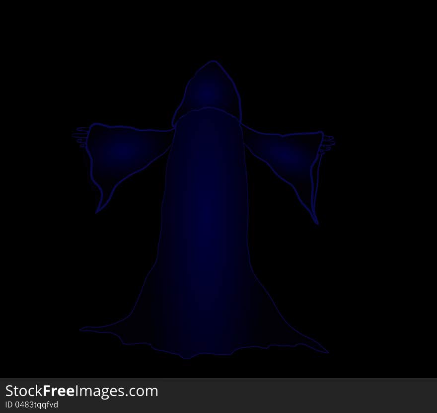 Silhouette vector illustration of a wizard. eps 8