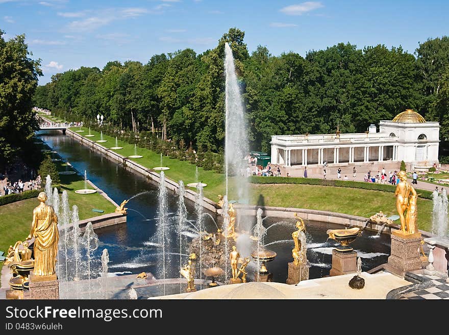 Grand cascade in Pertergof,  Russia