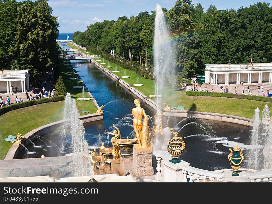 Grand cascade in Pertergof, Russia.