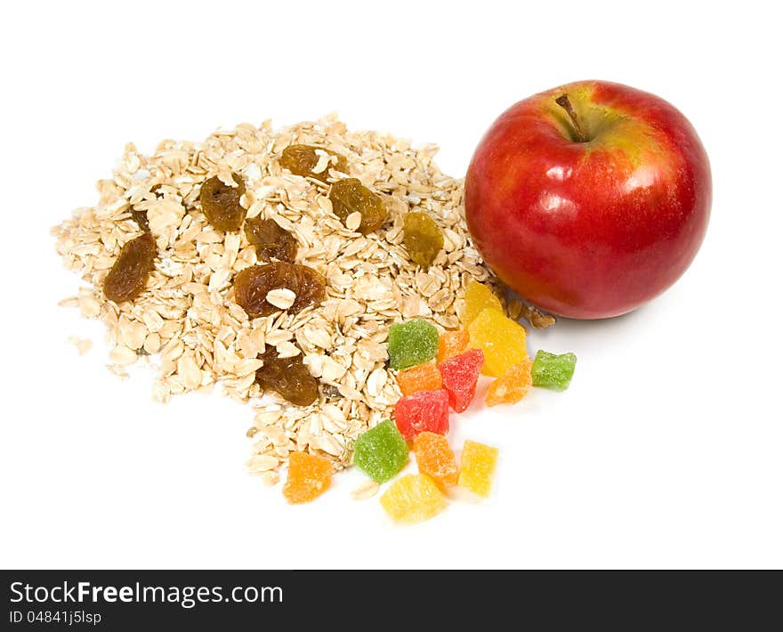 Grits, candied fruit and apple