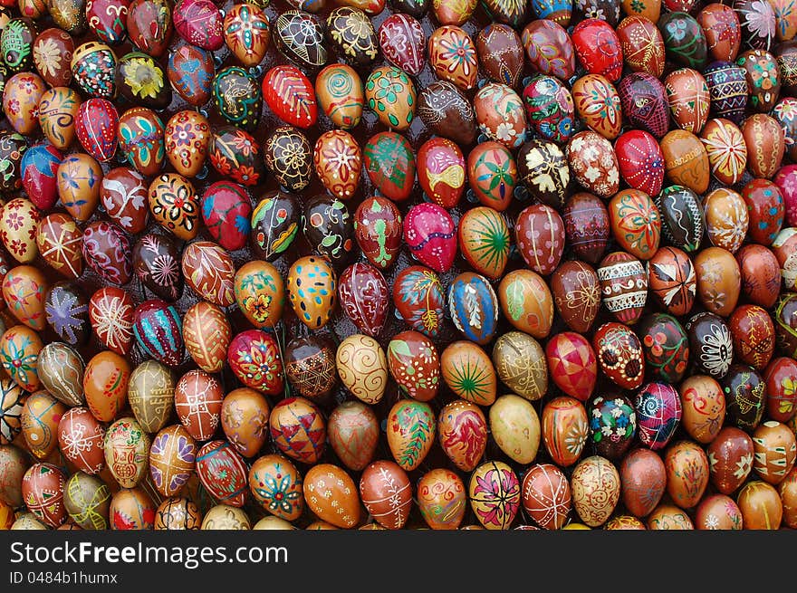 Decoration made of of painted wooden easter eggs