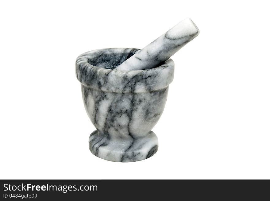 Stone mortar for grinding on a white background