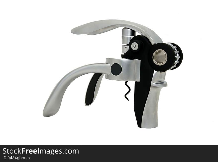 The original corkscrew to open a bottle on a white background. The original corkscrew to open a bottle on a white background