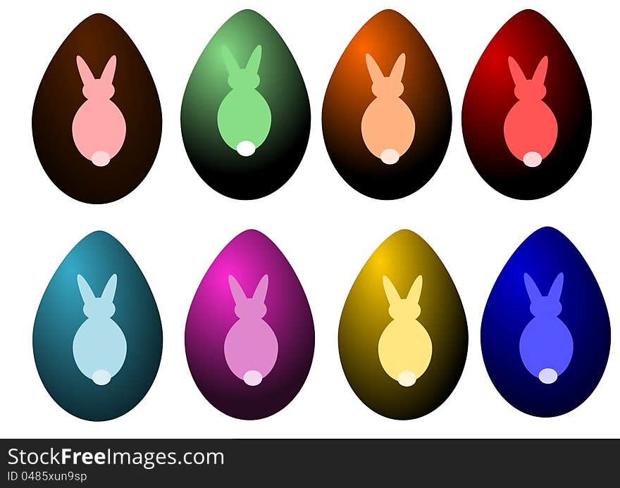 A set of easter egg with bunnies