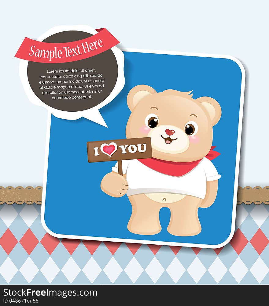 Cute teddy bear greeting card